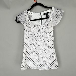 White House Black Market Black and White poke a dot Blouse Size 00